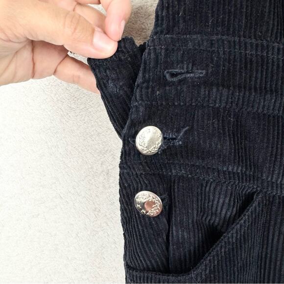 Aniela Parys Black Corduroy Cropped Straight Leg Overalls Size S Minimalist - Picture 7 of 14